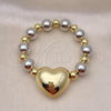 Oro Laminado Fancy Bracelet, Gold Filled Style Heart and Hollow Design, Polished, Two Tone, 03.341.0219.2.08