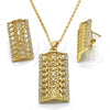 Oro Laminado Earring and Pendant Adult Set, Gold Filled Style with White Crystal, Polished, Golden Finish, 10.306.0020