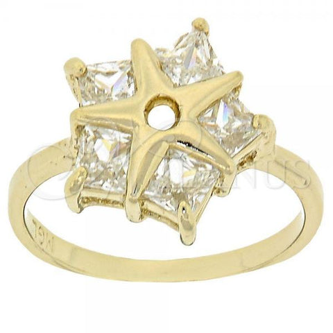 Oro Laminado Multi Stone Ring, Gold Filled Style Star Design, with White Cubic Zirconia, Polished, Golden Finish, 5.167.011.09 (Size 9)