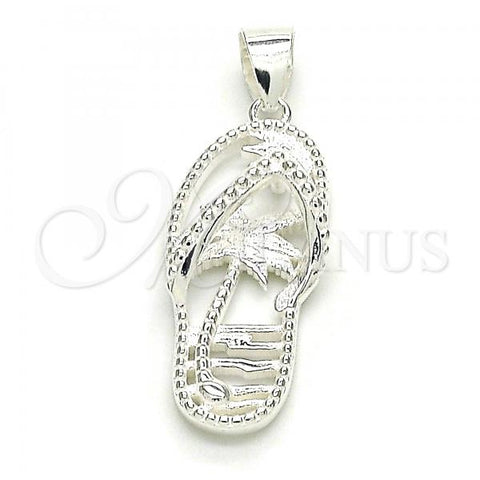 Sterling Silver Fancy Pendant, Shoes and Palm Tree Design, Polished,, 05.398.0056