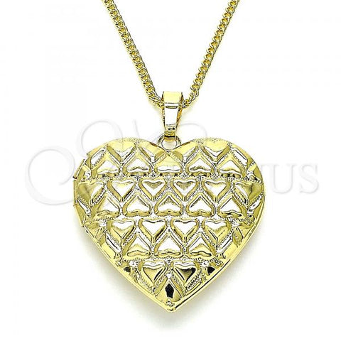 Oro Laminado Pendant Necklace, Gold Filled Style Heart Design, Polished, Golden Finish, 04.117.0037.20