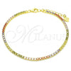 Sterling Silver Tennis Bracelet, with Multicolor Cubic Zirconia, Polished, Golden Finish, 03.332.0002.1.07