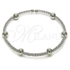 Rhodium Plated Individual Bangle, Ball Design, with White Cubic Zirconia, Polished, Rhodium Finish, 07.421.0001.1