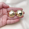 Oro Laminado Stud Earring, Gold Filled Style Hollow and Disco Design, Polished, Golden Finish, 02.411.0044