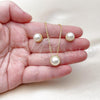 Oro Laminado Earring and Pendant Adult Set, Gold Filled Style Ball Design, with Ivory Mother of Pearl, Polished, Golden Finish, 10.156.0528