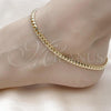 Oro Laminado Basic Anklet, Gold Filled Style Miami Cuban Design, Polished, Golden Finish, 5.223.012.10