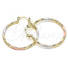 Oro Laminado Medium Hoop, Gold Filled Style Diamond Cutting Finish, Tricolor, 02.170.0297.30