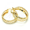 Oro Laminado Medium Hoop, Gold Filled Style Greek Key Design, Diamond Cutting Finish, Golden Finish, 02.261.0020.30