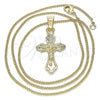 Oro Laminado Pendant Necklace, Gold Filled Style Crucifix Design, Polished, Golden Finish, 04.242.0105.20