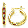 Oro Laminado Small Hoop, Gold Filled Style with Garnet and White Crystal, Polished, Golden Finish, 02.100.0100.2.20