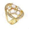 Oro Laminado Multi Stone Ring, Gold Filled Style with White Cubic Zirconia, Polished, Golden Finish, 01.210.0057.08 (Size 8)