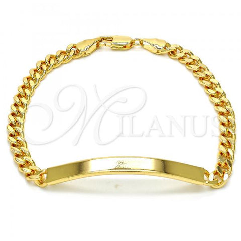 Oro Laminado ID Bracelet, Gold Filled Style Miami Cuban Design, Polished, Golden Finish, 5.227.011.1.08