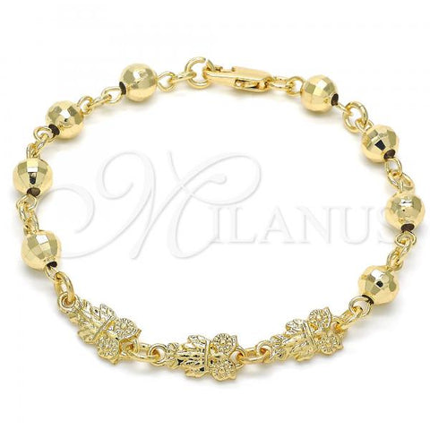 Oro Laminado Fancy Bracelet, Gold Filled Style Owl Design, Polished, Golden Finish, 03.63.1957.07
