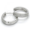 Sterling Silver Huggie Hoop, with White Micro Pave, Polished, Rhodium Finish, 02.186.0122.1.20