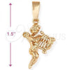 Oro Laminado Religious Pendant, Gold Filled Style Angel Design, Golden Finish, 5.182.020