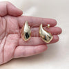 Oro Laminado Stud Earring, Gold Filled Style Teardrop and Hollow Design, Polished, Golden Finish, 02.428.0038