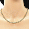 Oro Laminado Basic Necklace, Gold Filled Style Miami Cuban Design, Polished, Golden Finish, 04.213.0244.20