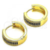 Oro Laminado Huggie Hoop, Gold Filled Style with Black and White Micro Pave, Polished, Golden Finish, 02.195.0072.2.20
