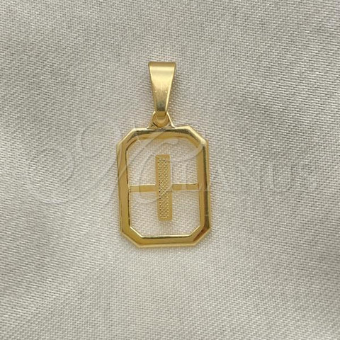 Oro Laminado Fancy Pendant, Gold Filled Style Initials Design, Polished, Golden Finish, 05.02.0069.9