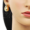 Oro Laminado Stud Earring, Gold Filled Style Teardrop and Hollow Design, Polished, Golden Finish, 02.163.0322