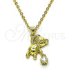 Oro Laminado Fancy Pendant, Gold Filled Style Teddy Bear and Star Design, with White Cubic Zirconia, Polished, Golden Finish, 05.341.0067