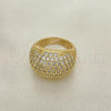 Oro Laminado Multi Stone Ring, Gold Filled Style with White Micro Pave, Polished, Golden Finish, 01.346.0010.07