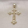 Oro Laminado Religious Pendant, Gold Filled Style Cross and Crucifix Design, Polished, Golden Finish, 05.253.0193