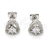 Sterling Silver Stud Earring, with White Cubic Zirconia and White Crystal, Polished, Rhodium Finish, 02.285.0011
