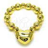 Oro Laminado Fancy Bracelet, Gold Filled Style Heart and Ball Design, Polished, Golden Finish, 03.341.0219.08
