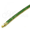 Oro Laminado Fancy Bracelet, Gold Filled Style with Green Cubic Zirconia, Polished, Golden Finish, 03.341.0188.07