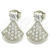 Sterling Silver Stud Earring, with White Cubic Zirconia, Polished, Rhodium Finish, 02.336.0094