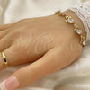Oro Laminado Tennis Bracelet, Gold Filled Style Teardrop Design, with White Cubic Zirconia, Polished, Golden Finish, 03.213.0040.08