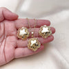 Oro Laminado Earring and Pendant Adult Set, Gold Filled Style Flower Design, Polished, Golden Finish, 10.163.0027.1