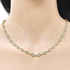 Oro Laminado Fancy Necklace, Gold Filled Style Puff Mariner Design, Polished, Golden Finish, 04.213.0354.24