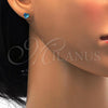 Stainless Steel Stud Earring, Heart Design, with Blue Topaz Cubic Zirconia, Polished, Golden Finish, 02.271.0009.7