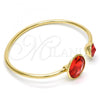 Oro Laminado Individual Bangle, Gold Filled Style with Padparadscha Swarovski Crystals, Polished, Golden Finish, 07.239.0003.9 (03 MM Thickness, One size fits all)