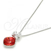 Rhodium Plated Pendant Necklace, Flower and Box Design, with Padparadscha Swarovski Crystals and White Cubic Zirconia, Polished, Rhodium Finish, 04.239.0020.16