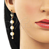 Oro Laminado Long Earring, Gold Filled Style with Ivory Pearl, Polished, Golden Finish, 02.414.0011
