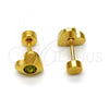 Stainless Steel Stud Earring, Heart Design, with Dark Peridot Crystal, Polished, Golden Finish, 02.271.0004.9