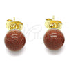 Oro Laminado Stud Earring, Gold Filled Style Ball Design, Polished, Golden Finish, 02.63.2121.4