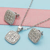 Sterling Silver Earring and Pendant Adult Set, with White Cubic Zirconia, Polished, Rhodium Finish, 10.175.0027