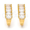 Oro Laminado Huggie Hoop, Gold Filled Style with White Cubic Zirconia, Polished, Golden Finish, 02.237.0023.15