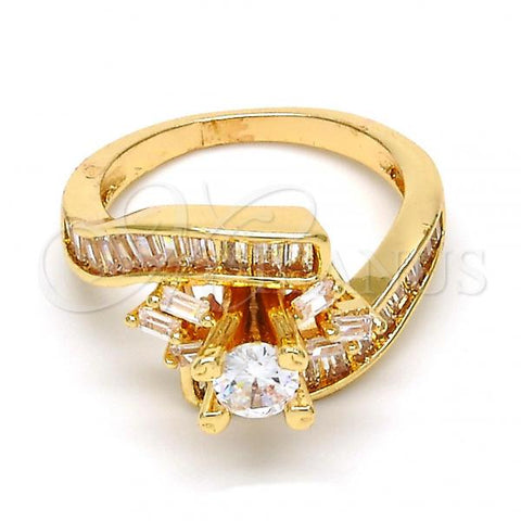 Gold Tone Multi Stone Ring, with White Cubic Zirconia, Polished, Golden Finish, 01.199.0002.09.GT (Size 9)