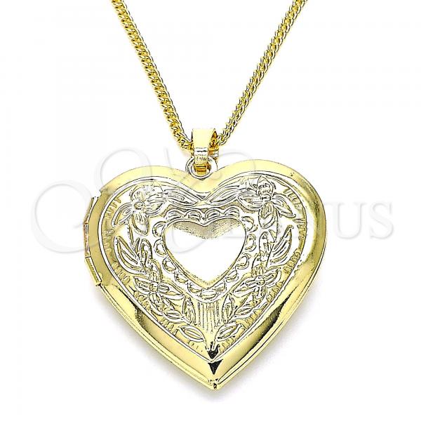 Oro Laminado Pendant Necklace, Gold Filled Style Heart Design, Polished, Golden Finish, 04.117.0023.20