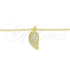 Sterling Silver Pendant Necklace, Leaf Design, with White Cubic Zirconia, Polished, Golden Finish, 04.336.0194.2.16