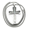 Stainless Steel Pendant Necklace, Cross Design, with White Cubic Zirconia, Polished, Steel Finish, 04.116.0053.30