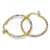 Oro Laminado Medium Hoop, Gold Filled Style Diamond Cutting Finish, Tricolor, 5.138.031.30