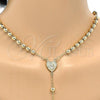 Oro Laminado Medium Rosary, Gold Filled Style Heart and Crucifix Design, Polished, Golden Finish, 09.118.0015.24