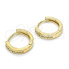 Oro Laminado Huggie Hoop, Gold Filled Style with White Cubic Zirconia, Polished, Golden Finish, 02.221.0057.15