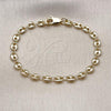 Oro Laminado Fancy Bracelet, Gold Filled Style Puff Mariner Design, Polished, Golden Finish, 04.326.0006.07